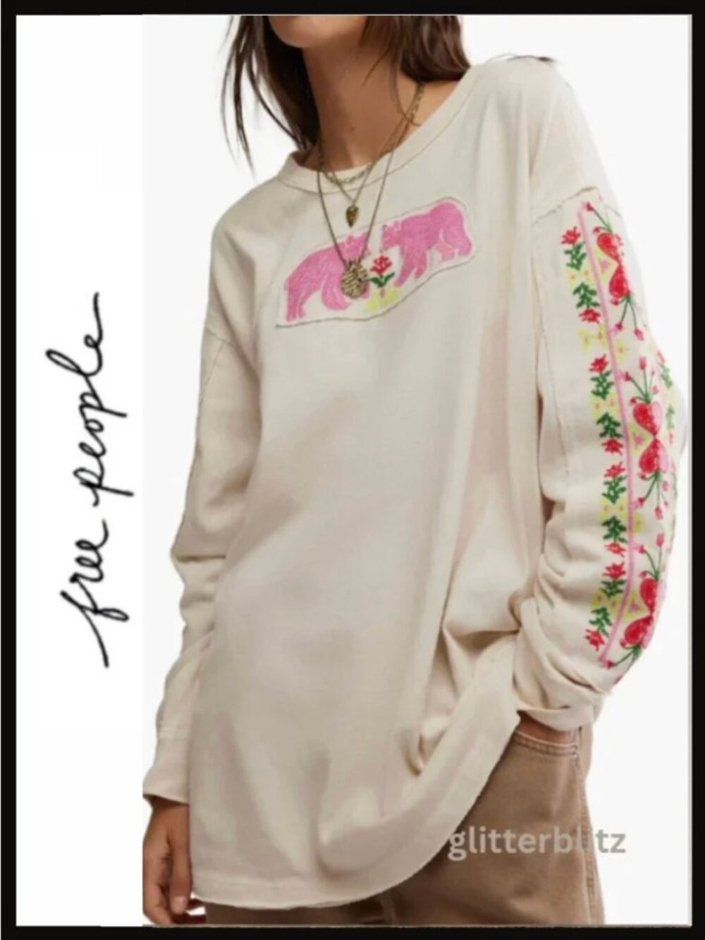 Free People All My Heart Embroidered Tee